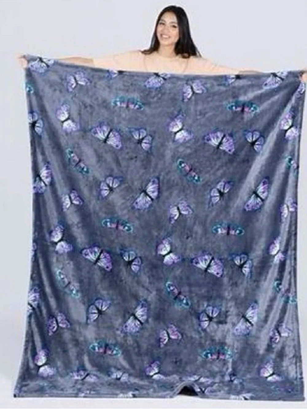 Lug Cuddle Throw Grey Butterfly Blanket